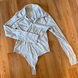 American Eagle Outfitters Light Gray Bodysuit